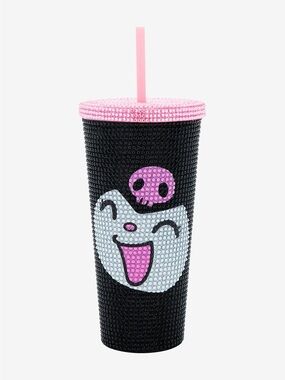 Kuromi Rhinestone Tumbler - Black & Pink